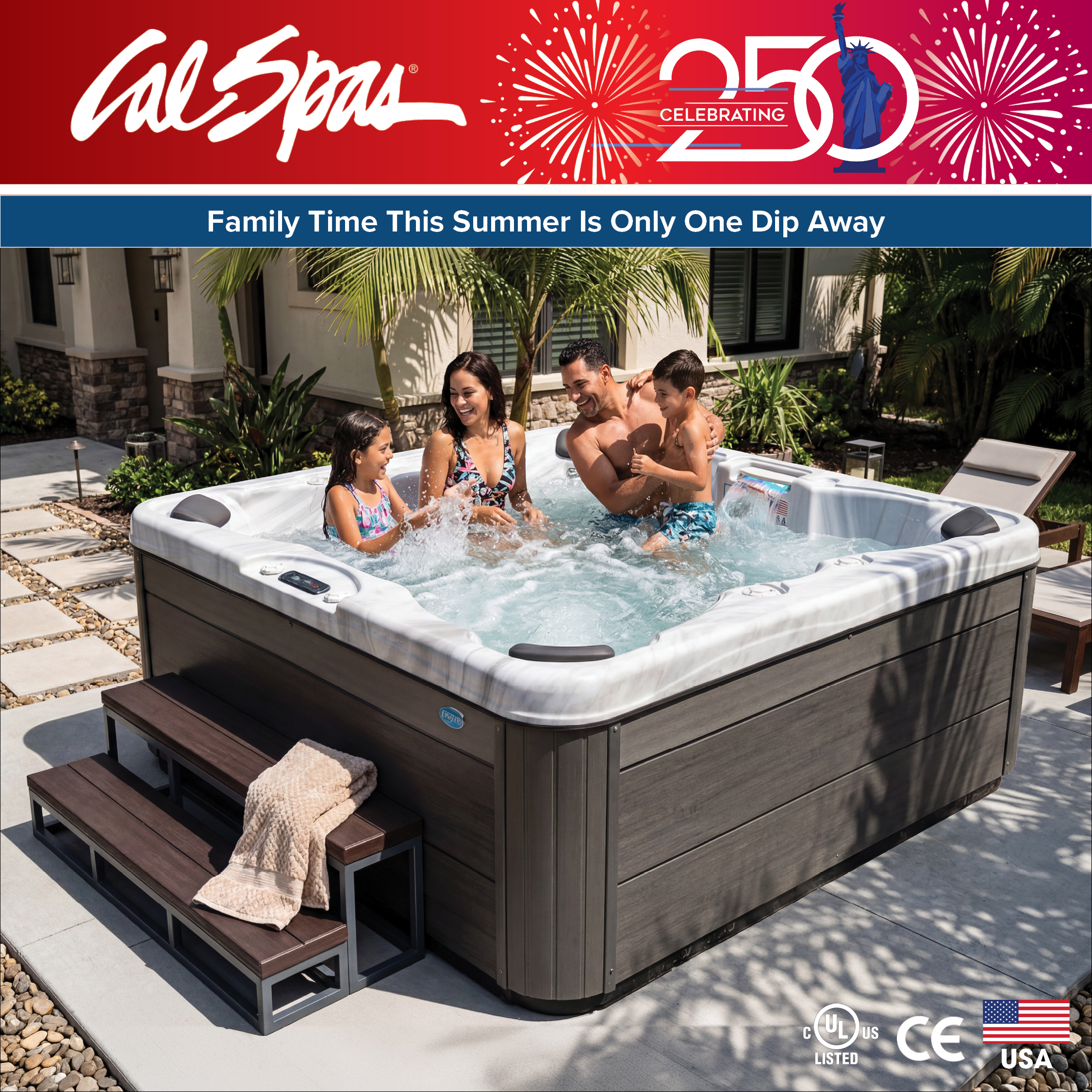 Calspas hot tub being used in a family setting - Arlington Heights